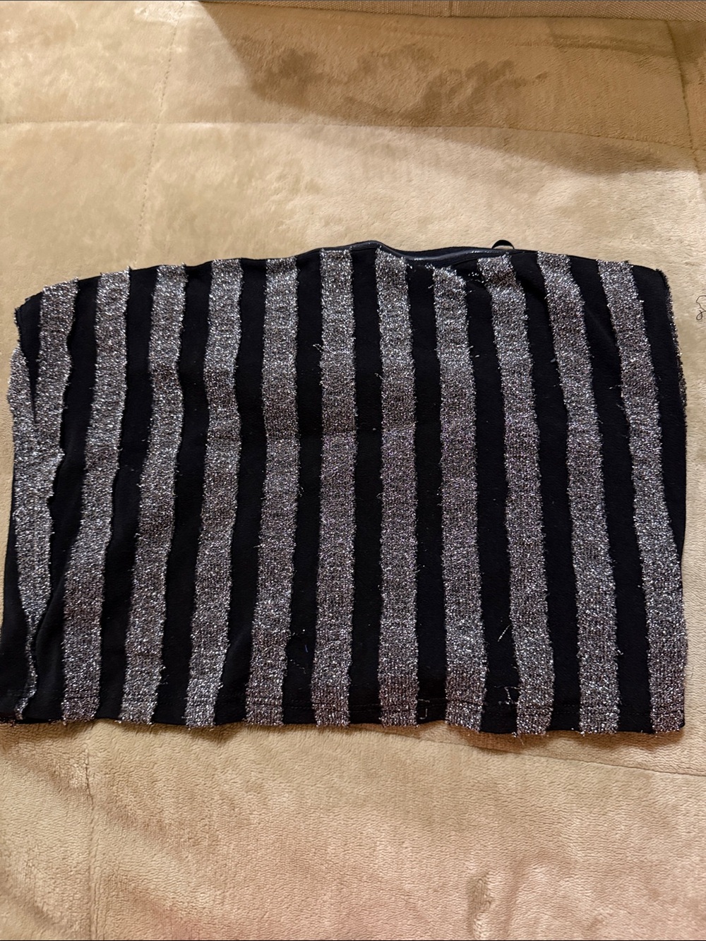 Forever 21 Black and Silver Striped tube top